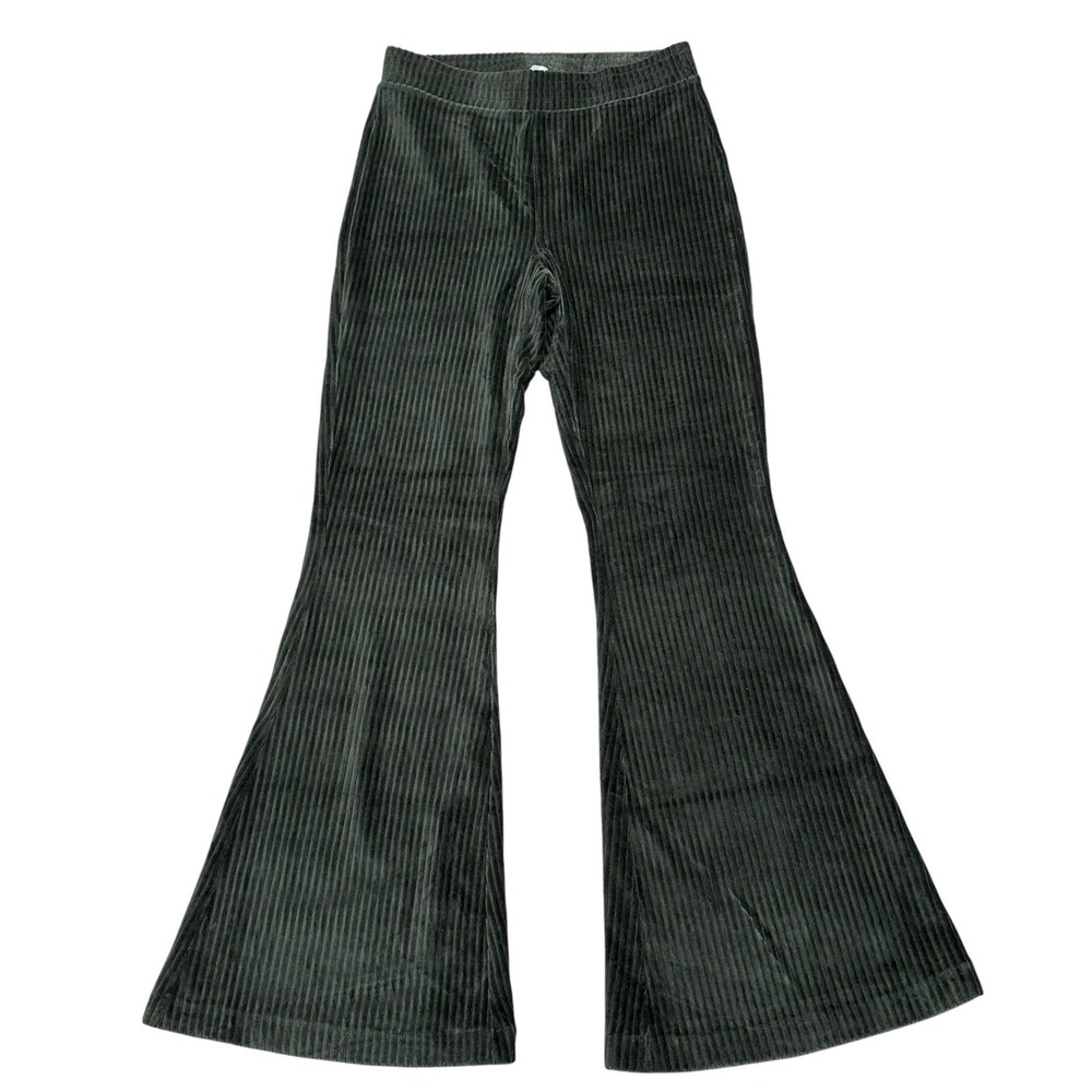 Aerie Groove‎ On Velour Flare Ribbed Pull On Pants Women Size Small Short Petite